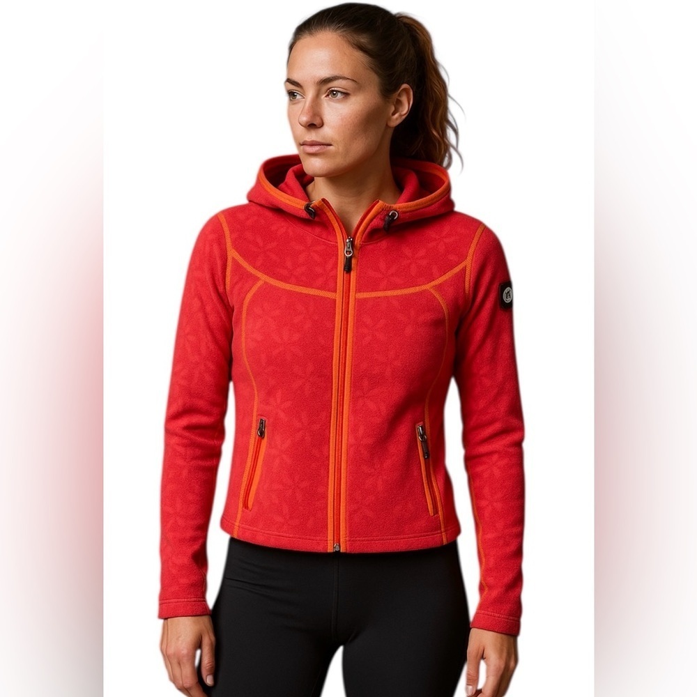 Killtec Fleece Full Zip Hoodie, GorpCore. Outdoor, Athleisure, Active, Poppy, 10